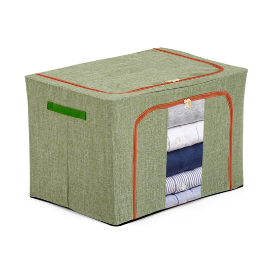LIVMORE Kleiderschrank-Aufbewahrungsbox aus Leinen-Baumwoll-Mix, faltbar, 60x42x40cm, Grau