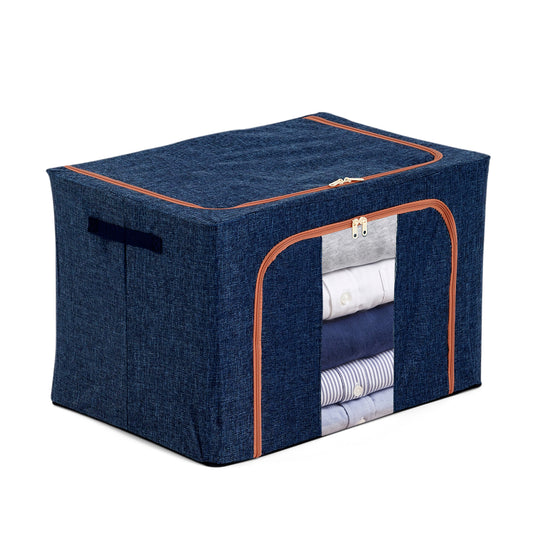LIVMORE Kleiderschrank-Aufbewahrungsbox aus Leinen-Baumwoll-Mix, faltbar, 60x42x40cm, Grau