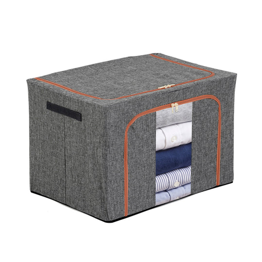 LIVMORE Kleiderschrank-Aufbewahrungsbox aus Leinen-Baumwoll-Mix, faltbar, 60x42x40cm, Grau