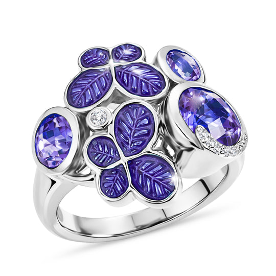 GP Italienische Garten Kollektion - AA Afrikanischer Amethyst Ring 925 Silber Rhodiniert (Größe 21.00) ca. 1.86 ct