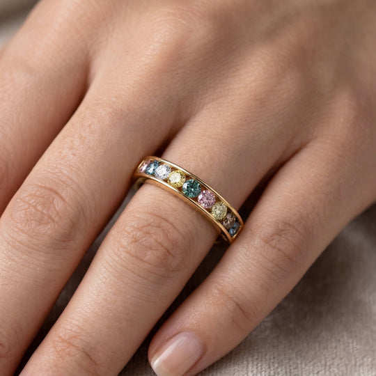 LUXURIANT DIAMOND - SI, Lab Grown Grüner Diamant Ring 925 Silber Rhodiniert und 750 Gelbgold Vermeil V cm ca. 1,50 ct