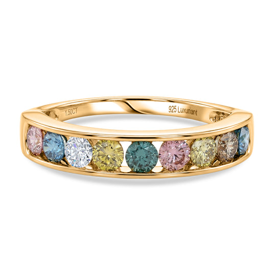 LUXURIANT DIAMOND - SI, Lab Grown Grüner Diamant Ring 925 Silber Rhodiniert und 750 Gelbgold Vermeil V cm ca. 1,50 ct