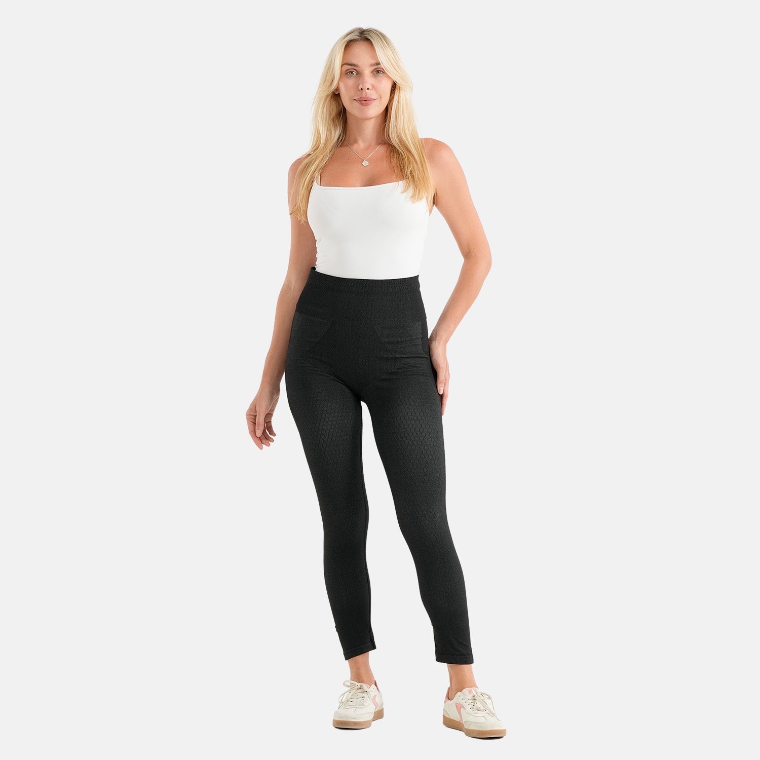 LIVMORE Ferninfrarot-Kompressionsleggings, thermische, figurformende, nahtlose Turmalin-Bambus-Leggings, Einheitsgröße, Schwarz