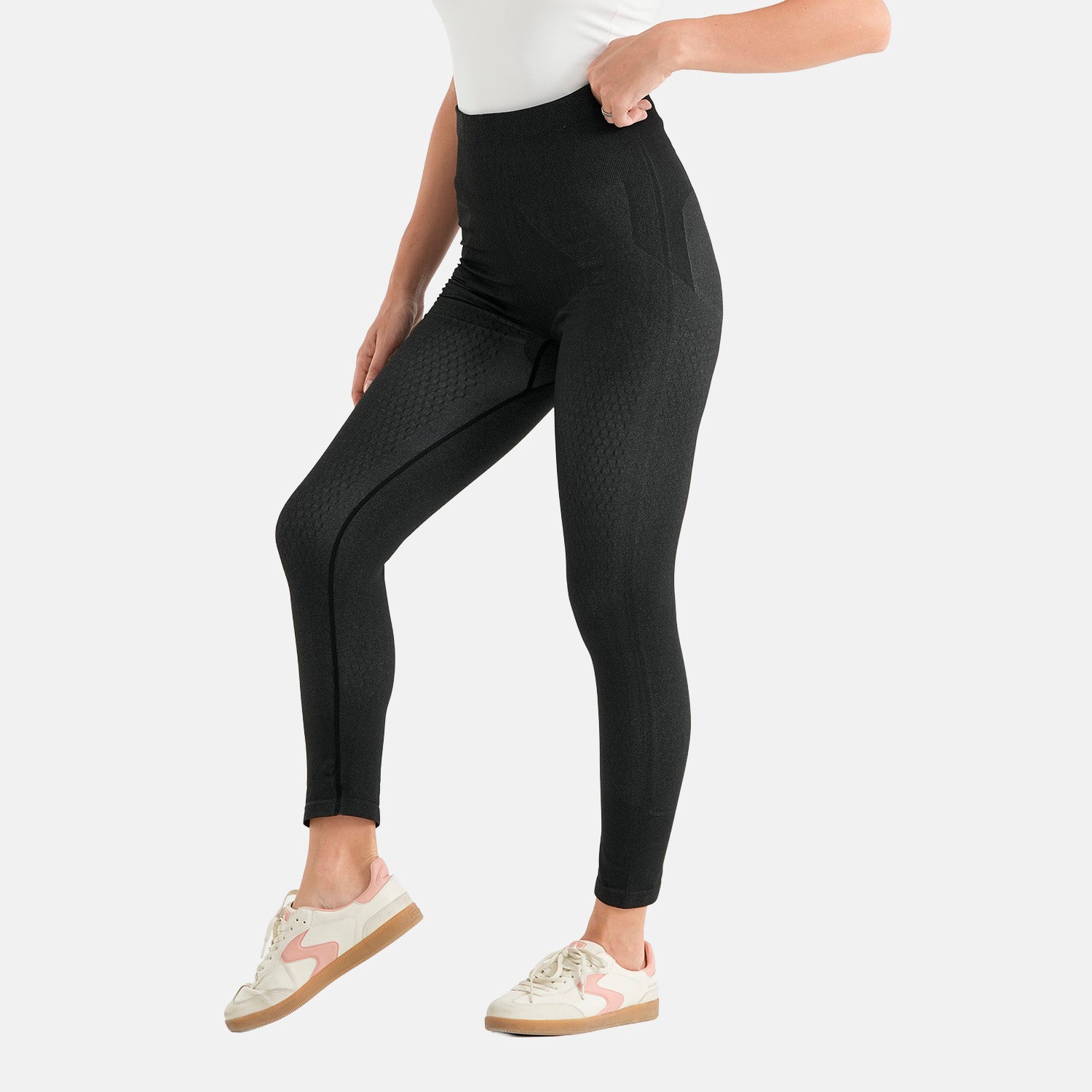 LIVMORE Ferninfrarot-Kompressionsleggings, thermische, figurformende, nahtlose Turmalin-Bambus-Leggings, Einheitsgröße, Schwarz
