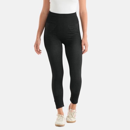 LIVMORE Ferninfrarot-Kompressionsleggings, thermische, figurformende, nahtlose Turmalin-Bambus-Leggings, Einheitsgröße, Schwarz