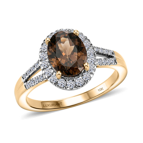 LUXURIANT  (10-16 Werktage Lieferzeit)  2,68 ct. AAA Farbwechsel Granat und Labor Diamant Ring in 417 Gold