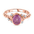 GP Amore Kollektion - Ilakaka Rosa Saphir (Fissure gefüllt), Weißer Zirkon Ring 925 Silber 750 Roségold Vermeil (Größe 17.00) ca. 2.50 ct