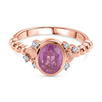 GP Amore Kollektion - Ilakaka Rosa Saphir (Fissure gefüllt), Weißer Zirkon Ring 925 Silber 750 Roségold Vermeil (Größe 20.00) ca. 2.50 ct