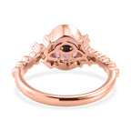 GP Amore Kollektion - Ilakaka Rosa Saphir (Fissure gefüllt), Weißer Zirkon Ring 925 Silber 750 Roségold Vermeil (Größe 20.00) ca. 2.50 ct