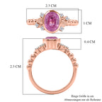 GP Amore Kollektion - Ilakaka Rosa Saphir (Fissure gefüllt), Weißer Zirkon Ring 925 Silber 750 Roségold Vermeil (Größe 20.00) ca. 2.50 ct
