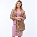 La Marey Signature  Cashmere Jamavar Stole Fabric -  100% cashmere                          Color - Mustard W - 70 cm L - 200 cm