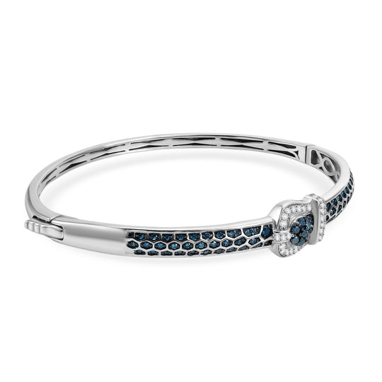 D'Joy Blauer Diamant Armreif ca. 19 cm 925 Silber Rhodiniert (10-15 Werktage Lieferzeit) ca. 1.00 ct