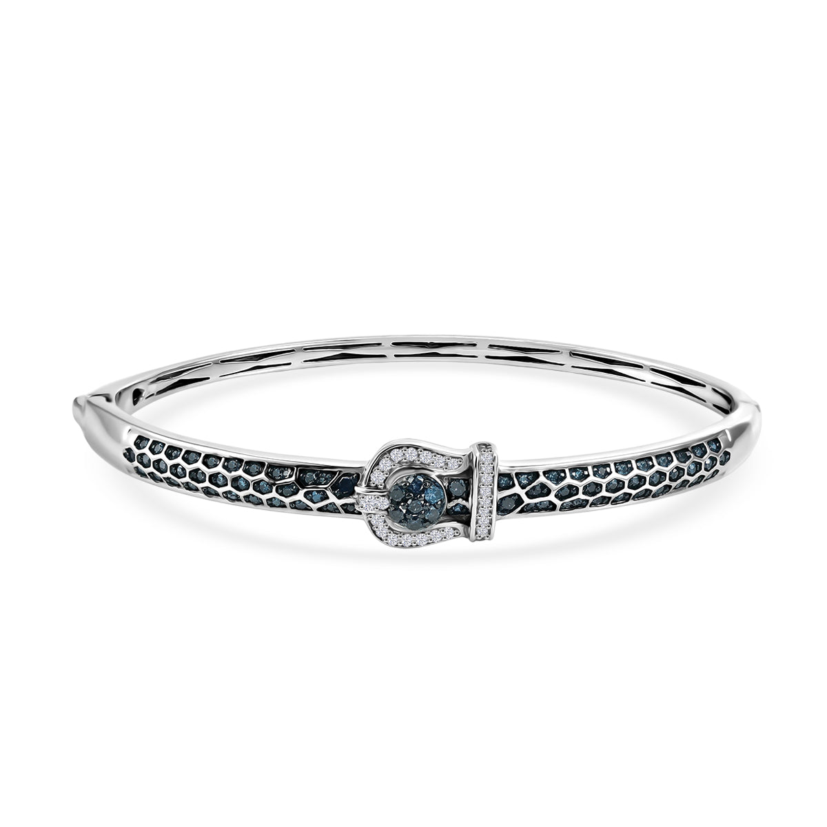 D'Joy Blauer Diamant Armreif ca. 19 cm 925 Silber Rhodiniert (10-15 Werktage Lieferzeit) ca. 1.00 ct