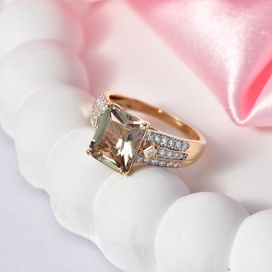 LUXORO AAA Turkizit, Weißer Diamant Ring 417 Gold (Größe 17.00)   (10-16 Werktage Lieferzeit) ca. 3,86 ct