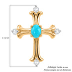 D'Joy AA Sleeping Beauty Türkis, Weißer Zirkon Anhänger 925 Silber 750 Vergoldet ca. 0.32 ct
