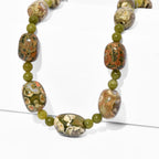 EVER TRUE Rhyolith Jaspis, Nephrit Jade Halskette ca. 45 cm Nickelfreies Messing ca. 330.00 ct