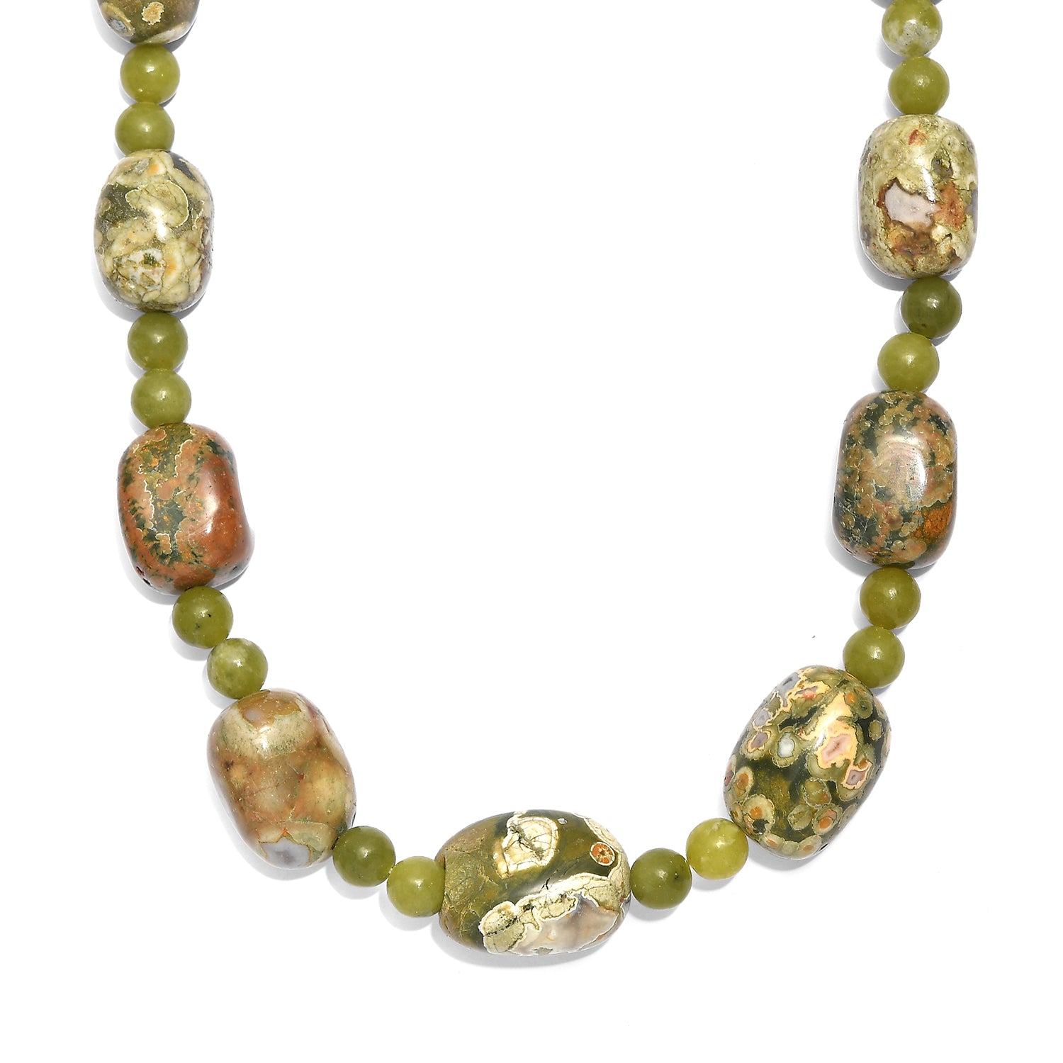 EVER TRUE Rhyolith Jaspis, Nephrit Jade Halskette ca. 45 cm Nickelfreies Messing ca. 330.00 ct