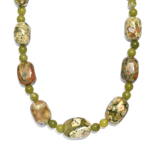 EVER TRUE Rhyolith Jaspis, Nephrit Jade Halskette ca. 45 cm Nickelfreies Messing ca. 330.00 ct