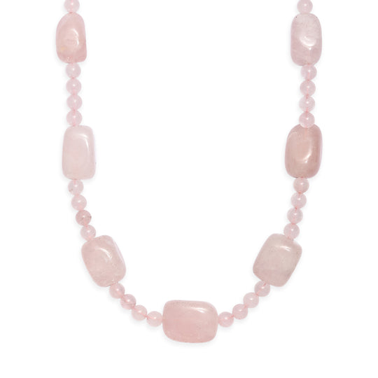 EVER TRUE Rosenquarz Halskette ca. 45 cm Nickelfreies Messing ca. 355.00 ct