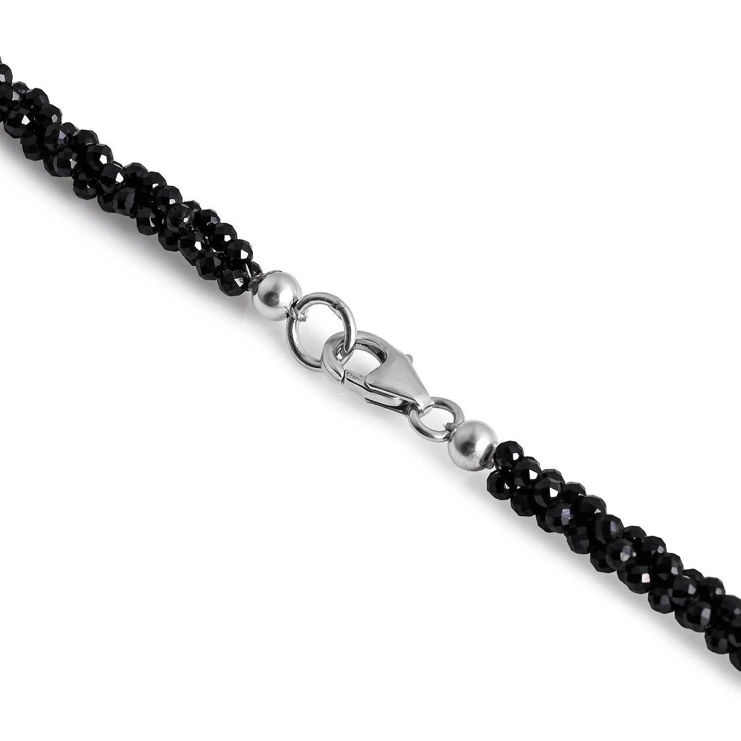Schwarzer Spinell Halskette ca. 50 cm 925 Silber ca. 85.00 ct