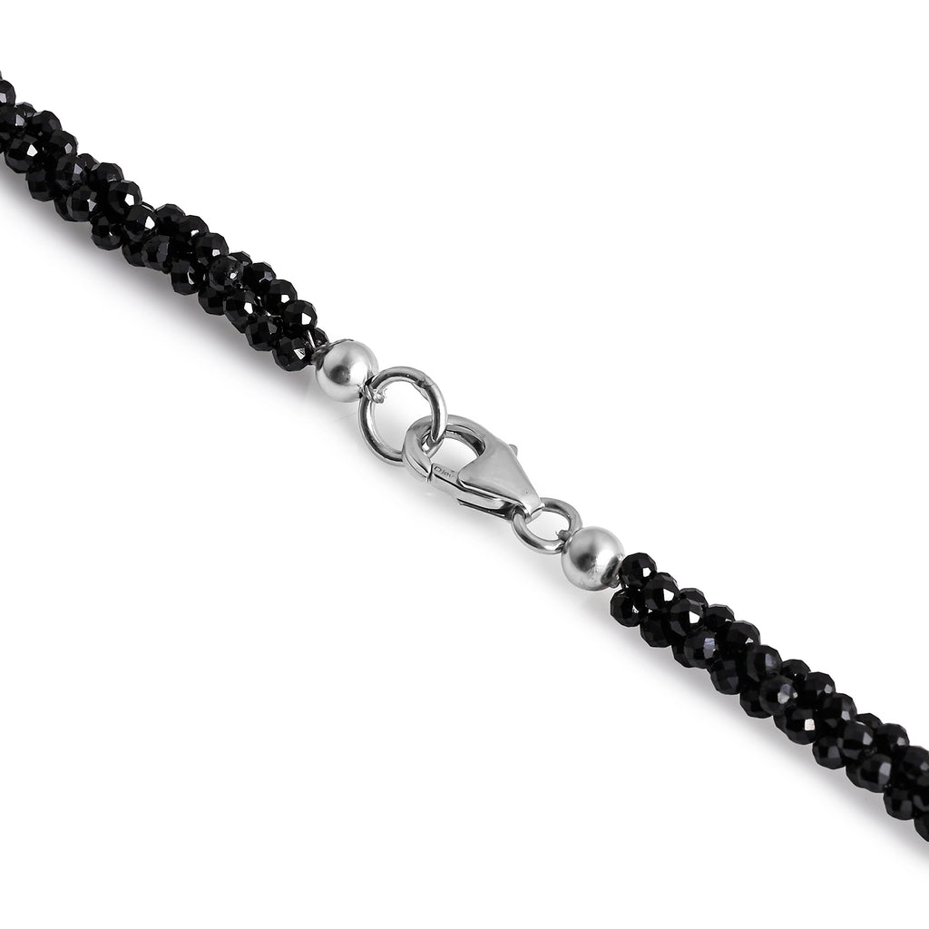 Schwarzer Spinell Halskette ca. 50 cm 925 Silber ca. 85,00 ct.