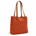 LA MAREY 100% Genuine Leather Tote bag in Suede Color : Cognac Size:33 x 10.1 x 33 cm 