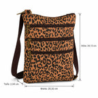 LA MAREY 100% Genuine Leather Cross body bag in Suede Leopard Print Color : Tan Size:24 x 20 x 2 cm