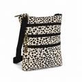 LA MAREY 100% Genuine Leather Cross body bag in Suede Dalmatian Print Color : White Size:24 x 20 x 2 cm
