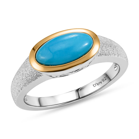 D'Joy AA Sleeping Beauty Türkis Ring 925 Silber Rhodiniert (Größe 17.00) ca. 1,11 ct
