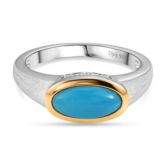 D'Joy AA Sleeping Beauty Türkis Ring 925 Silber Rhodiniert (Größe 17.00) ca. 1,11 ct