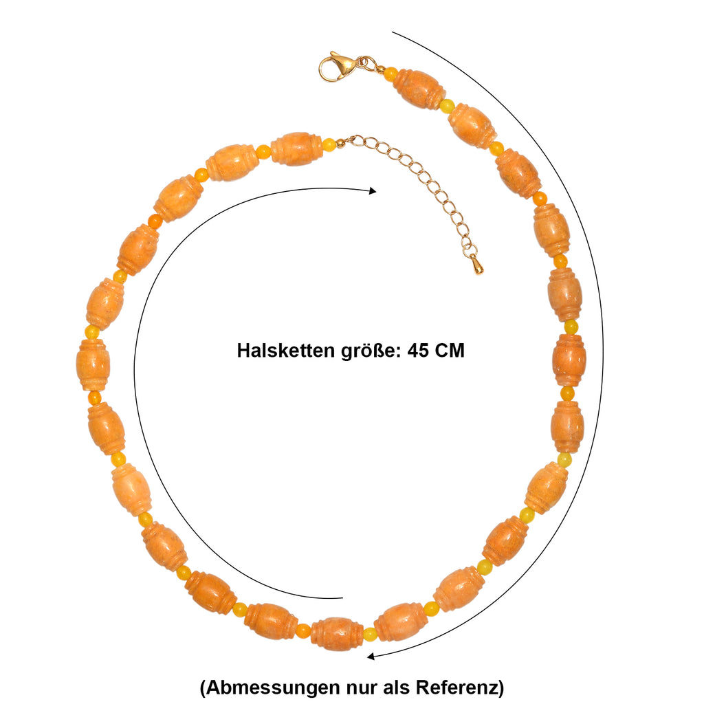 EVER TRUE Gelber Aventurin, Gelber Quarzit Halskette ca. 45 cm + 5 cm Extender, 316L Edelstahl Gold ca. 285.00 ct