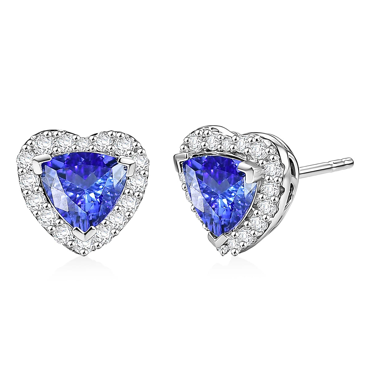 D'Joy AGI zertifizierte und geprüfte AA Tansanit und Moissanit Ohrringe, 925 Silber rhodiniert - 2,29 ct.