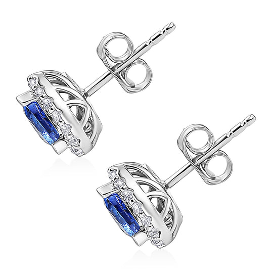 D'Joy AGI zertifizierte und geprüfte AA Tansanit und Moissanit Ohrringe, 925 Silber rhodiniert - 2,29 ct.