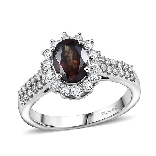 D'Joy AA Farbwechsel Granat, Moissanit Ring 925 Silber Rhodiniert (Größe 17.00)   (10-16 Werktage Lieferzeit) ca. 2,12 ct