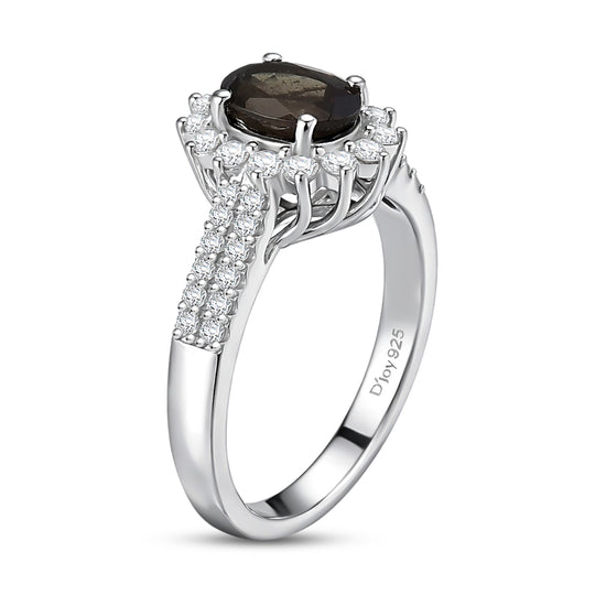 D'Joy AA Farbwechsel Granat, Moissanit Ring 925 Silber Rhodiniert (Größe 17.00)   (10-16 Werktage Lieferzeit) ca. 2,12 ct
