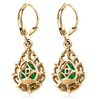 D'Joy Pfau Quarz Triplette, Natürlicher Chromdiopsid Ohrringe 925 Silber 750 Gelbgold vermeil ca. 3,51 ct.