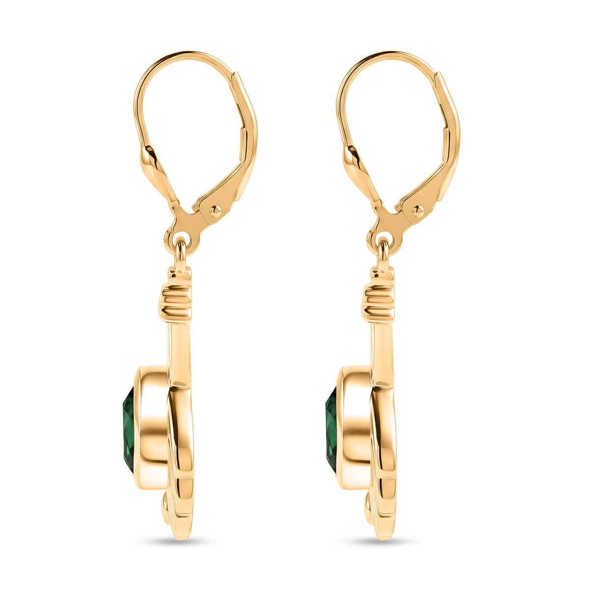 D'Joy Pfau Quarz Triplette, Schwarzer Spinell Ohrringe 925 Silber 750 Vergoldet ca. 1,99 ct.