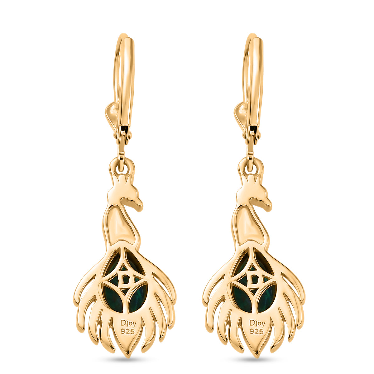 D'Joy Pfau Quarz Triplette, Schwarzer Spinell Ohrringe 925 Silber 750 Vergoldet ca. 1.99 ct