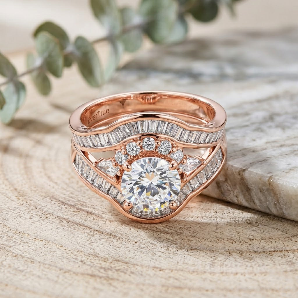 Weißer Zirkonia Ring Nickelfreies Messing rosévergoldet (Größe 17.00)