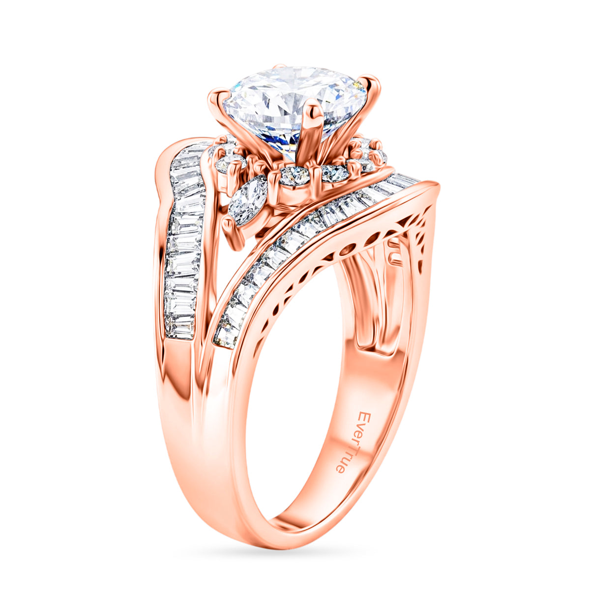Weißer Zirkonia Ring Nickelfreies Messing rosévergoldet (Größe 17.00)