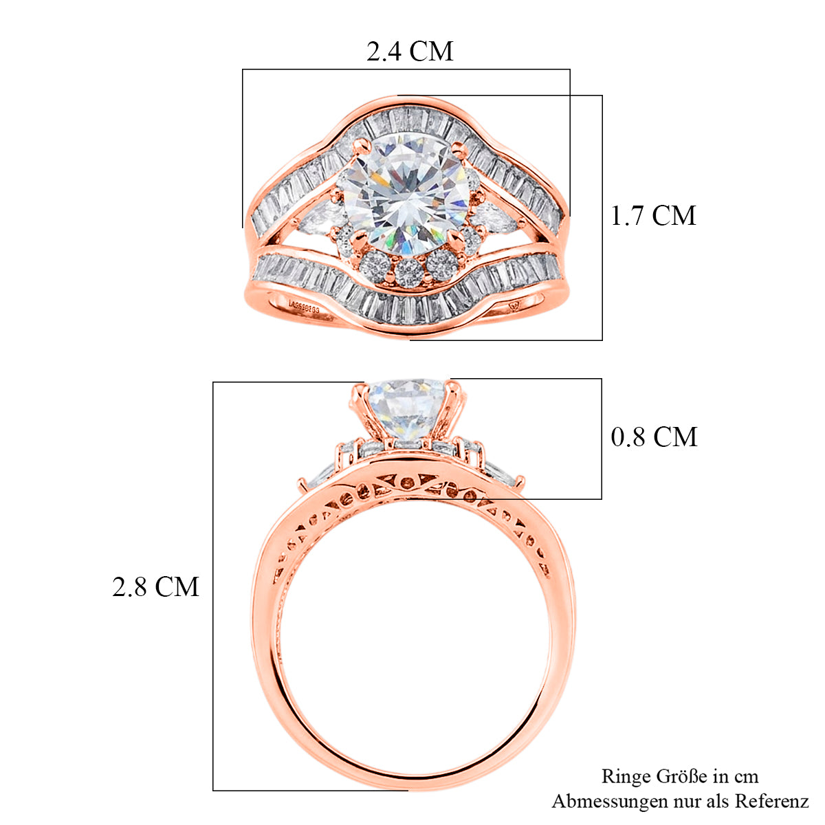 Weißer Zirkonia Ring Nickelfreies Messing rhodiniert (Größe 17.00)