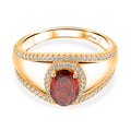 Roter Zirkonia, Weißer Zirkonia Ring Nickelfreies Messing vergoldet (Größe 16.00) 6.00 ct
