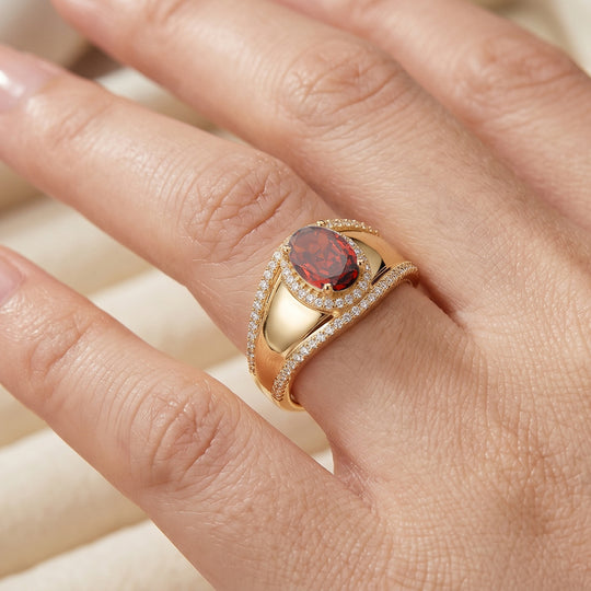 Roter Zirkonia, Weißer Zirkonia Ring Nickelfreies Messing vergoldet (Größe 16.00) 6.00 ct