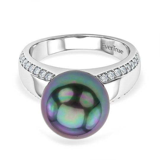 Mehrfarbige Muschelperlen, Weißer Zirkonia Ring Nickelfreies Messing rhodiniert (Größe 19.00)