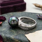 Mehrfarbige Muschelperlen, Weißer Zirkonia Ring Nickelfreies Messing rhodiniert (Größe 18.00)