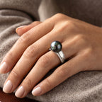 Mehrfarbige Muschelperlen, Weißer Zirkonia Ring Nickelfreies Messing rhodiniert (Größe 20.00)
