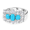 D'Joy Sleeping Beauty Türkis Ring 925 Silber Rhodiniert (Größe 17.00) ca. 3,56 ct
