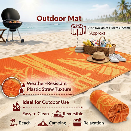 LIVMORE Outdoor-Teppich, gestreiftes Design, 440gsm, 71x147cm, Himmelblau