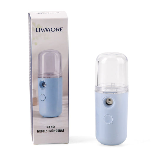 LIVMORE - Mini-Nano-Feuchtigkeitsspray-, wiederaufladbar, 20 ml, Weiß