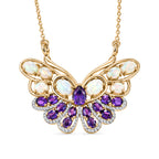 GP - AA Afrikanischer Amethyst, Natürlicher, äthiopischer Welo Opal Halskette ca. 45 cm 925 Silber Rhodiniert und 750 Gelbgold Vermeil ca. 5,67 ct.